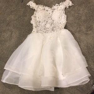 White off the shoulder short prom dress
